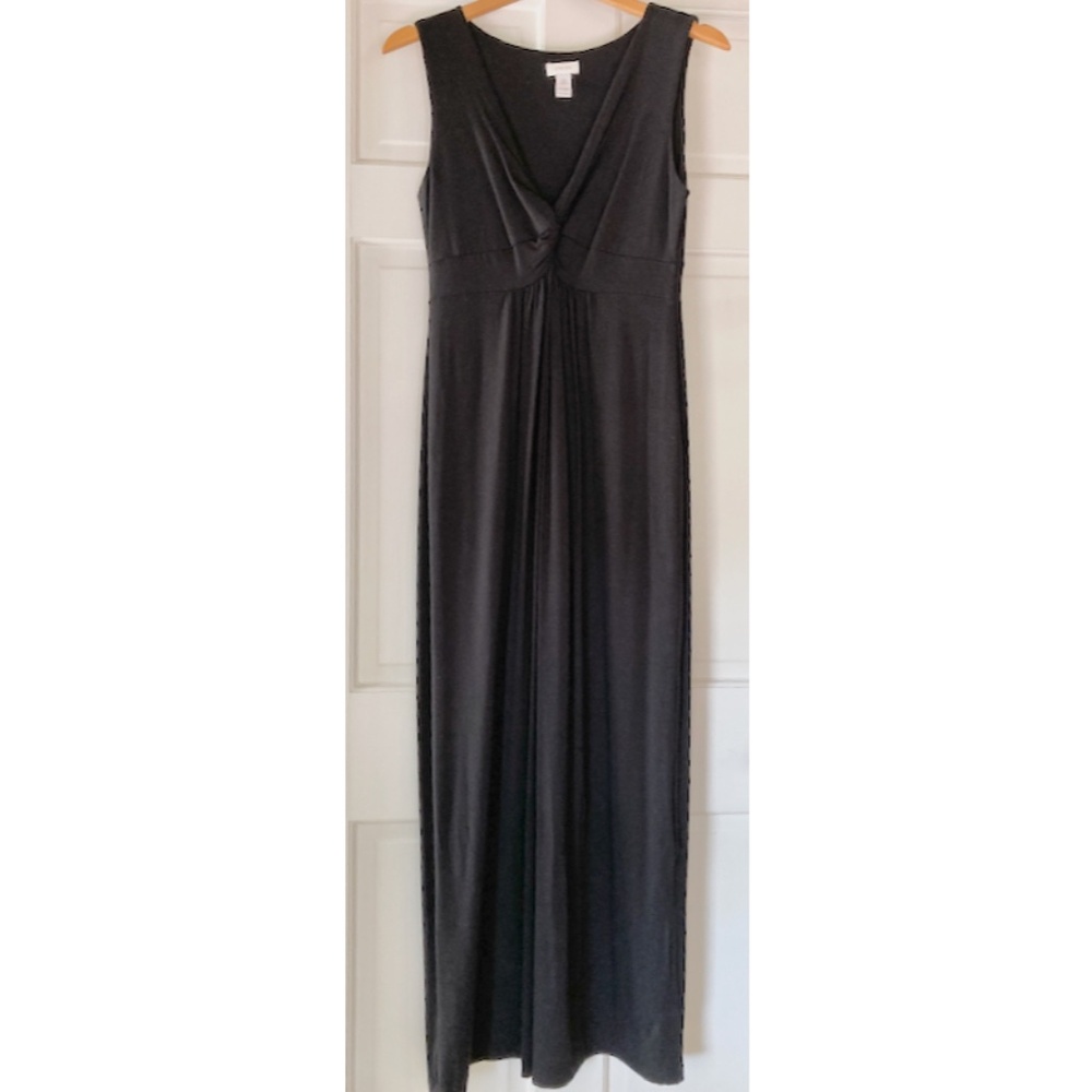 Black Maxi Dress Goddess Style Chico's 0 Size 6 to 8 Sleeveless Packable Knit